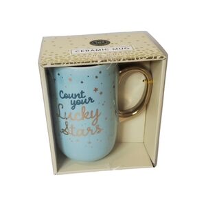 Movern Expressions "Count Your Lucky Stars" Blue and Gold New in Box Mug
